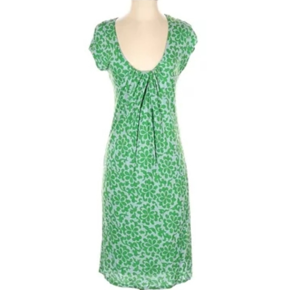 Boden Dress Women 2 Soft Lyocell Cap Sleeve Scoop Neck Lined Gray Green Beach XS